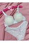Lace and Bow Detailed Padded Underwire Bra Panty Set - Lingerie Set - 3