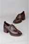 Seç 1036 Genuine Leather Heel Shoes (Heel Height: 6 cm) Brown - 5