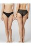Women's Lace Back Laser Cut Non-Marking Special Texture Women's Bikini Panties Skin-Black-White 3-Pack - 6