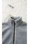 Gray, Plush, Wellsoft Stand Collar, Zippered Pockets, Oversized Cut, Plush Jacket - 3