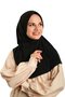 وشاح حجاب متشابك عملي أسود اللون قماش رملي سادة 1600_01