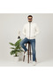 Ecru White Plush Wellsoft High Collar Pockets Zippered Oversize Cut Plush Jacket - 6