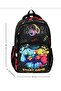 Boy's Gamer Black Orthopedic Backpack with Back Support for Primary School 3-Piece Bag Set Foiled Lunch and Pen Holder 531 - 3