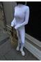 White Jumpsuit with Fleece Inside and Front Zipper - 3