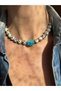 Dalmatian Jasper & Blue Turquoise Stone Women's Necklace |   Handmade & Natural Stone Jewelry - 5