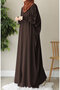 Didar Bat Sleeve Abaya Ferace Dark Brown - 2