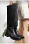 Women's Black Boots Diving Fabric Knee-High Rope Stylish and Comfortable K401 - 3