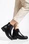 02-3033 Black Wrinkled Patent Leather Zippered Daily Women's Boots