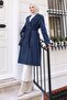 Belted Cashmere Coat Navy Blue 19271