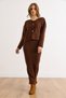 Women's Brown Top Cardigan Inner Dress Knitwear Set Tkm-19000456 - 6
