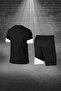 Men's Black Dri-Fit Unprinted Round Neck Short Sleeve T-Shirt Shorts Bottom Top Set (S -3Xl) - 4