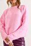 Women's Pink Soft Textured Balloon Sleeve Thick Knit Sweater Kzk-19001037 - 3