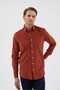 Velvet Collar Buttoned 100% Cotton Comfort Fit Tile Men's Shirt - 4