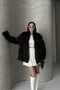 Short Imported Black Fur Jacket with Front Closure and Collar - 3