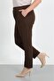 Women's Brown Tight-Legged Pants with Elastic Waist - 3