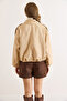 Women's Stone Lined Skirt Pleated Oversized Suede Jacket Ckt-19000494 - 3