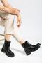 02-3033 Black Wrinkled Patent Leather Zippered Daily Women's Boots - 2