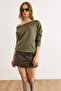 Women's Khaki Modal Boat Neck Soft Textured Blouse Blz-19003131 - 6