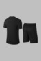 Men's Black Fit Unprinted Round Neck Short Sleeve T-Shirt Shorts Bottom Top Set (S-3Xl) - 4
