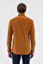 Velvet Collar Buttoned 100% Cotton Comfort Fit Mustard Men's Shirt - 7
