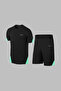 Men's Black Fit Round Neck Pocket Casual Comfortable T-Shirt Shorts Set (S-3Xl)