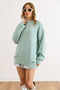 Women's Water Green Thick Knit Fleece-Lined Balloon Sleeve Knitwear Sweater Kzk-19000863 - 4