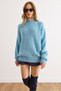 Women's Baby Blue Thick Knit Fleece-Lined Balloon Sleeve Knitwear Sweater Kzk-19000863 - 4