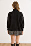 Women's Black Turtleneck Soft Textured Bat Knit Sweater Kzk-19001036 - 3