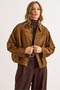 Women's Tan Lined Skirt Pleated Oversized Suede Jacket Ckt-19000494