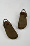 Lapaz Women's Vegan Leather Buckle Khaki Sabo Slippers - 4