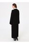 Knitwear Hijab Dress with Hair Braid Detail - Black - - 6