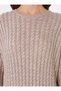 Knitwear Hijab Dress with Hair Braid Detail - Mink - - 4