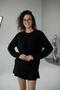 Women's Oversized Knitwear Sweater - Soft Textured Crew Neck with Hair Braid Detail - 4