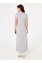 Crew Neck Knitwear Hijab Dress - Light Gray - - 5