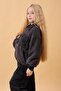 Girl's Shirt Collar Pocket Plush Winter Coat Anthracite - 7