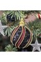 Luxury Christmas Ball 8cm Gold Beaded Striped Shiny Sequin Black - Burgundy Pine Tree Ornament 3-Piece - 4