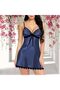 Satin Spaghetti Strap Nightdress Nightgown Lace Trim V Neck Chemise Y136 - 6
