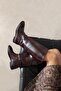 Lena Women's Accessory Detail Leather Boots Burgundy - 2