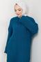 Knitted Pattern Knitwear Dress Petrol Hm2526 - 6