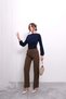 Relaxed Fit Pleated High Waist Elastic Back Palazzo Pants 4315 - Brown - 3