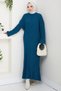 Knitted Pattern Knitwear Dress Petrol Hm2526