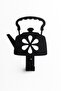 2 Pieces | |   One Is Black, One Is White. Concept Hanger Teapot 7 Cm. Decorative Metal Hanger. Teapot with Figure. Single Flower-Shaped. Screw+Dowel. - 7