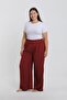 Women's Plus Size Burgundy Relaxed Fit Baggy Single Bottom - 4