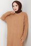 Corded Fabric Knitwear Dress Camel Hm2247 - 3