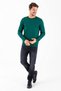 Men's Crew Neck Corded Fabric Knitwear Sweater Green - K-2602