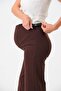 Maternity Wide Leg Jersey Pants with Adjustable High Waist Band Dark Brown - 6