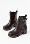 5109-3027 Brown Heeled Zippered Daily Women's Boots - 5