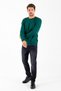 Men's Crew Neck Corded Fabric Knitwear Sweater Green - K-2602 - 2