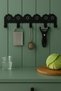 Black Decorative Floral Motif 5-Piece Metal Wall Hanger Clothes Hanger Towel Hanger Screw + Dowel - 4