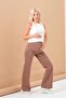 Maternity Wide Leg Jersey Pants with Adjustable High Waist Band Vi̇zon - 3